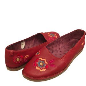 Gudrun Sjoden Red Embroidered Flats